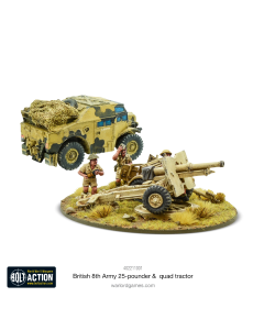 Warlord Bolt Action 8th Army 25-PDR Light Artillery Quad Tractor & Limber