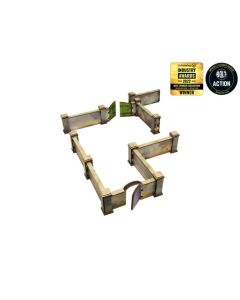 Micro Art Studio WW2 Normandy Wall with Gate High PREPAINTED [28mm/1:56]